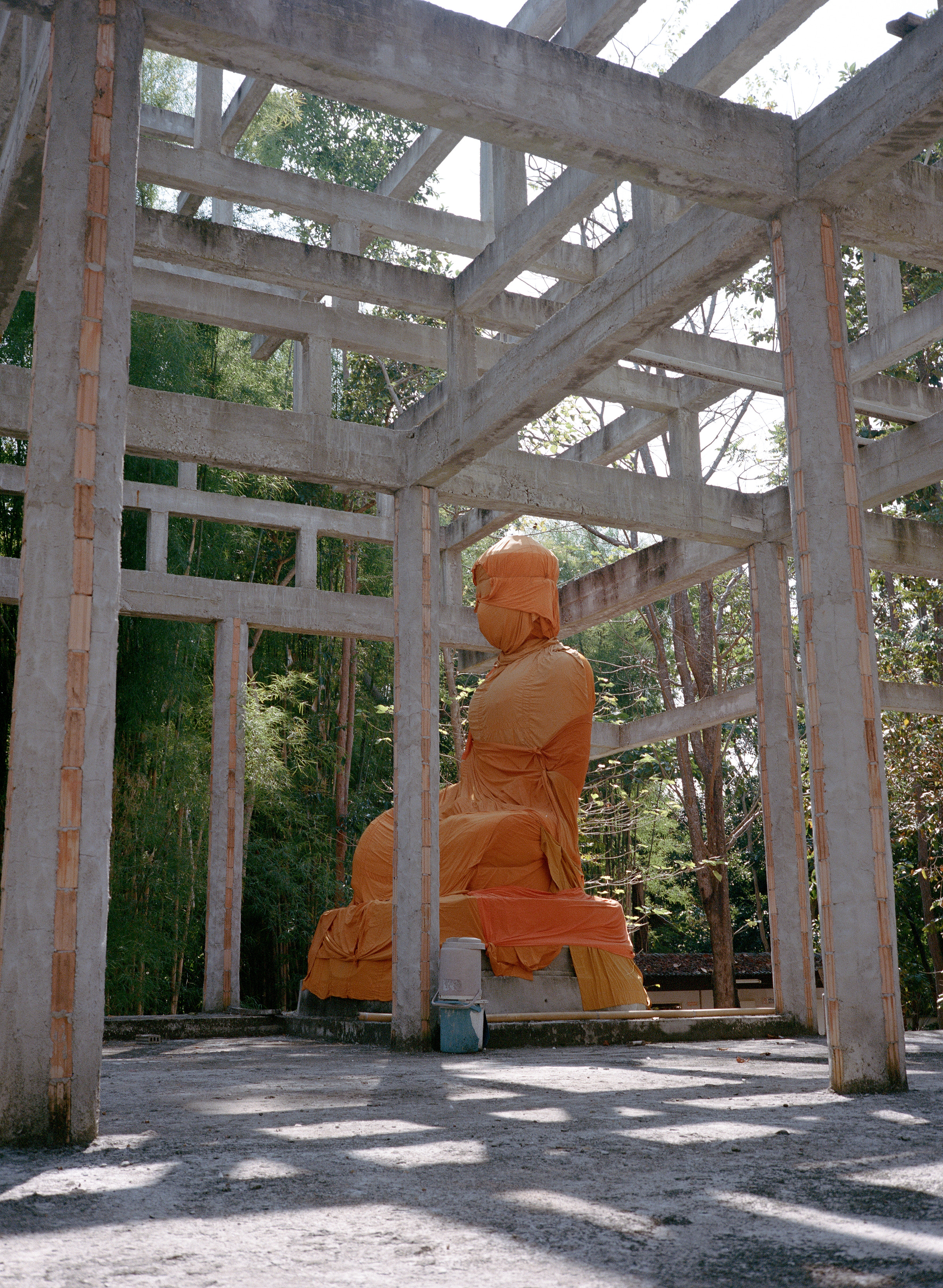 Religious statue covered up