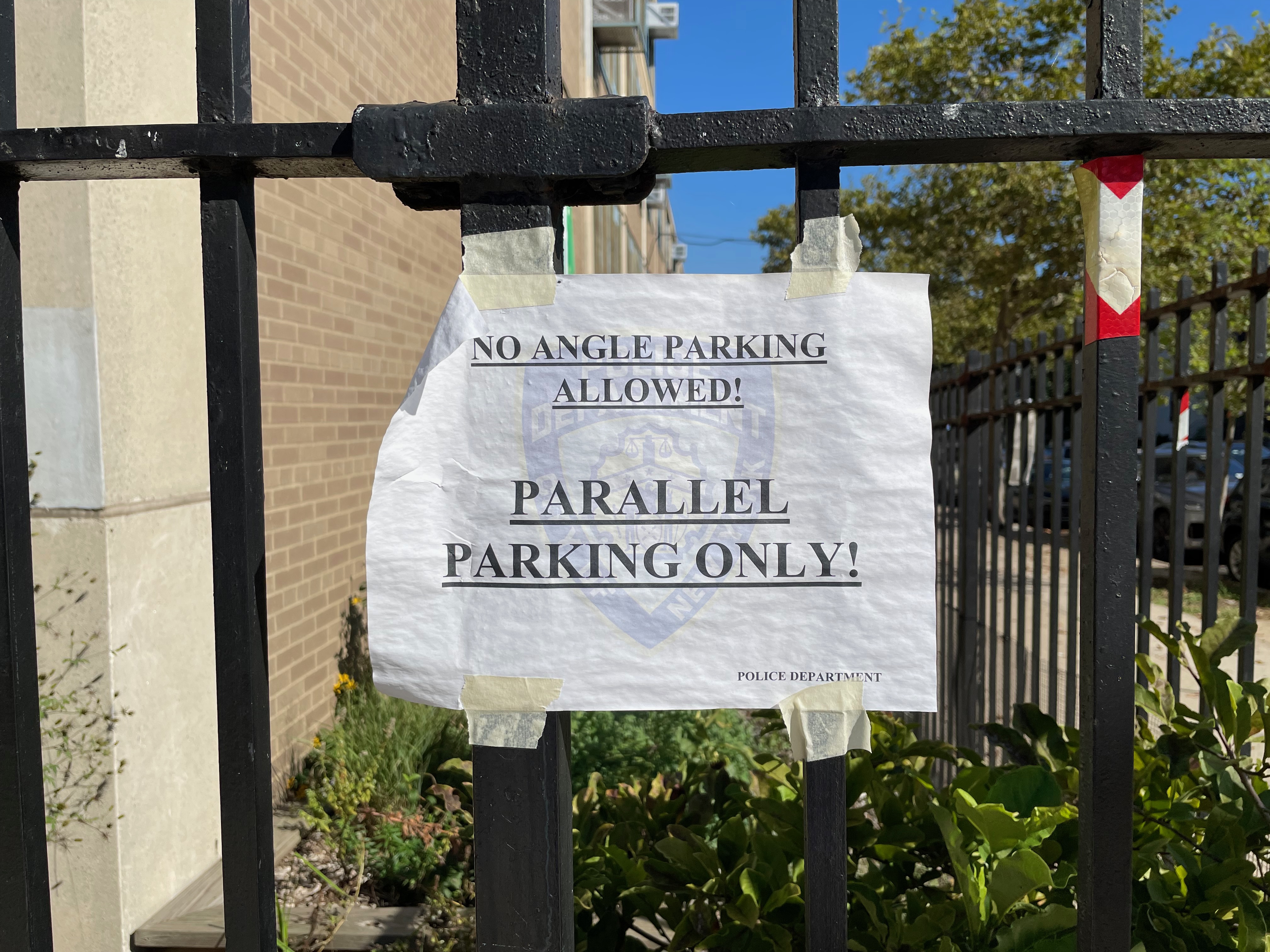 A paper sign that says
