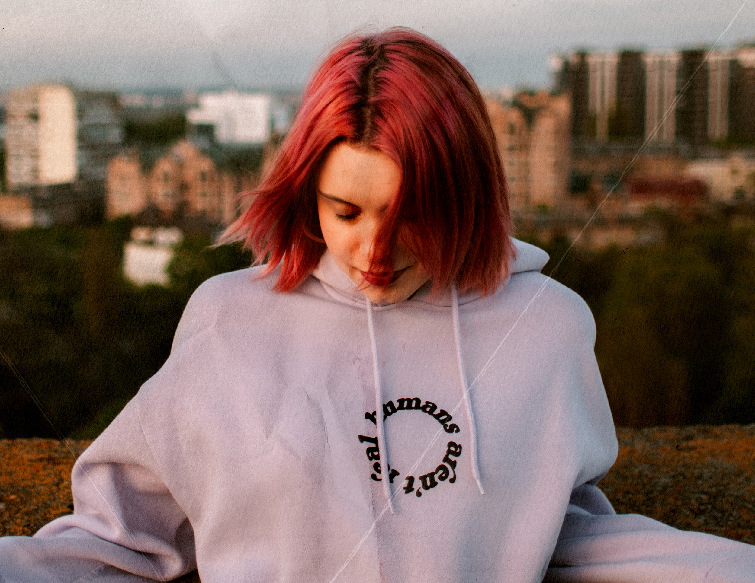 Dyed red hair on girl