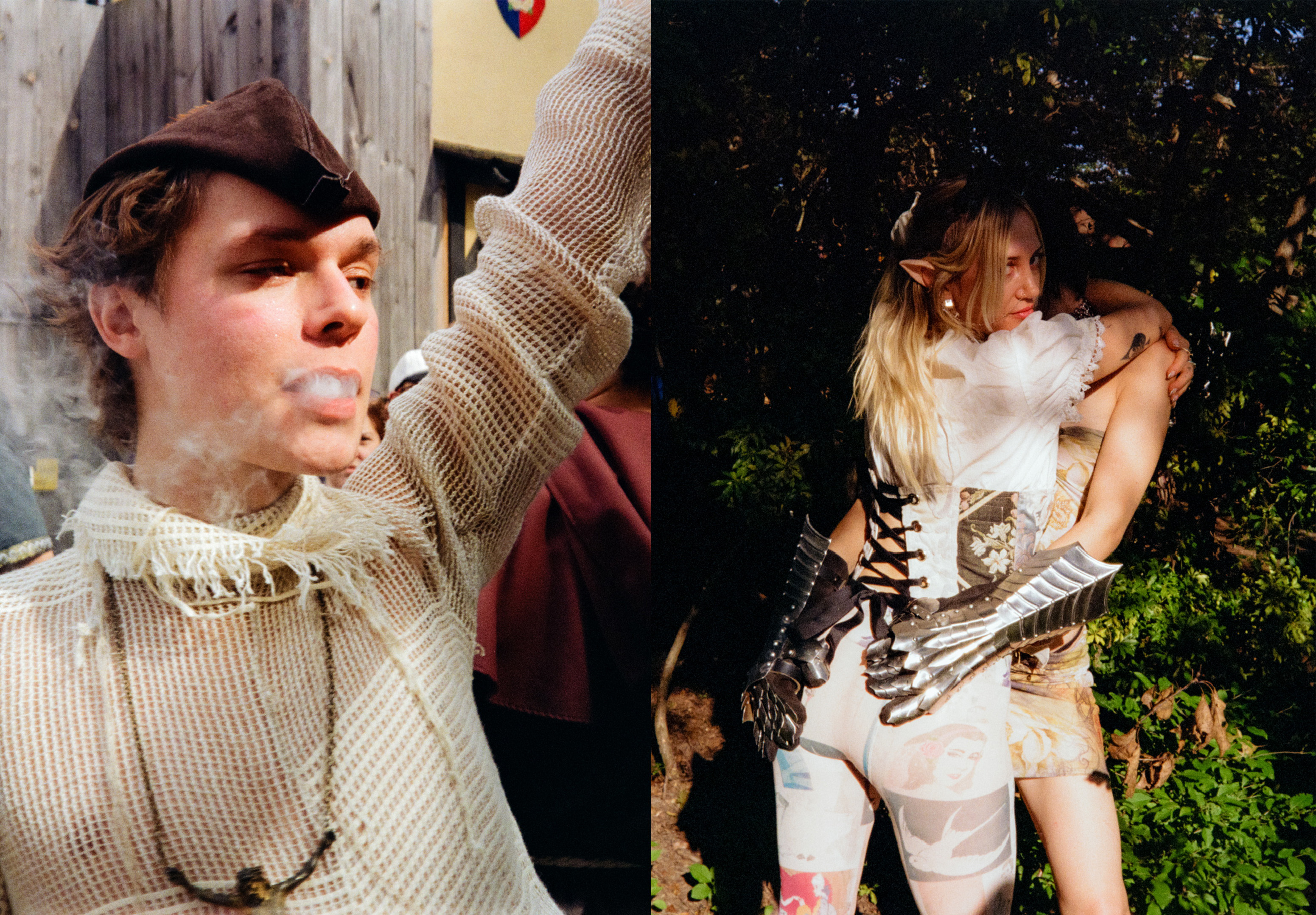 robin hood smoking and gay women hugging at a renassaince faire in new york