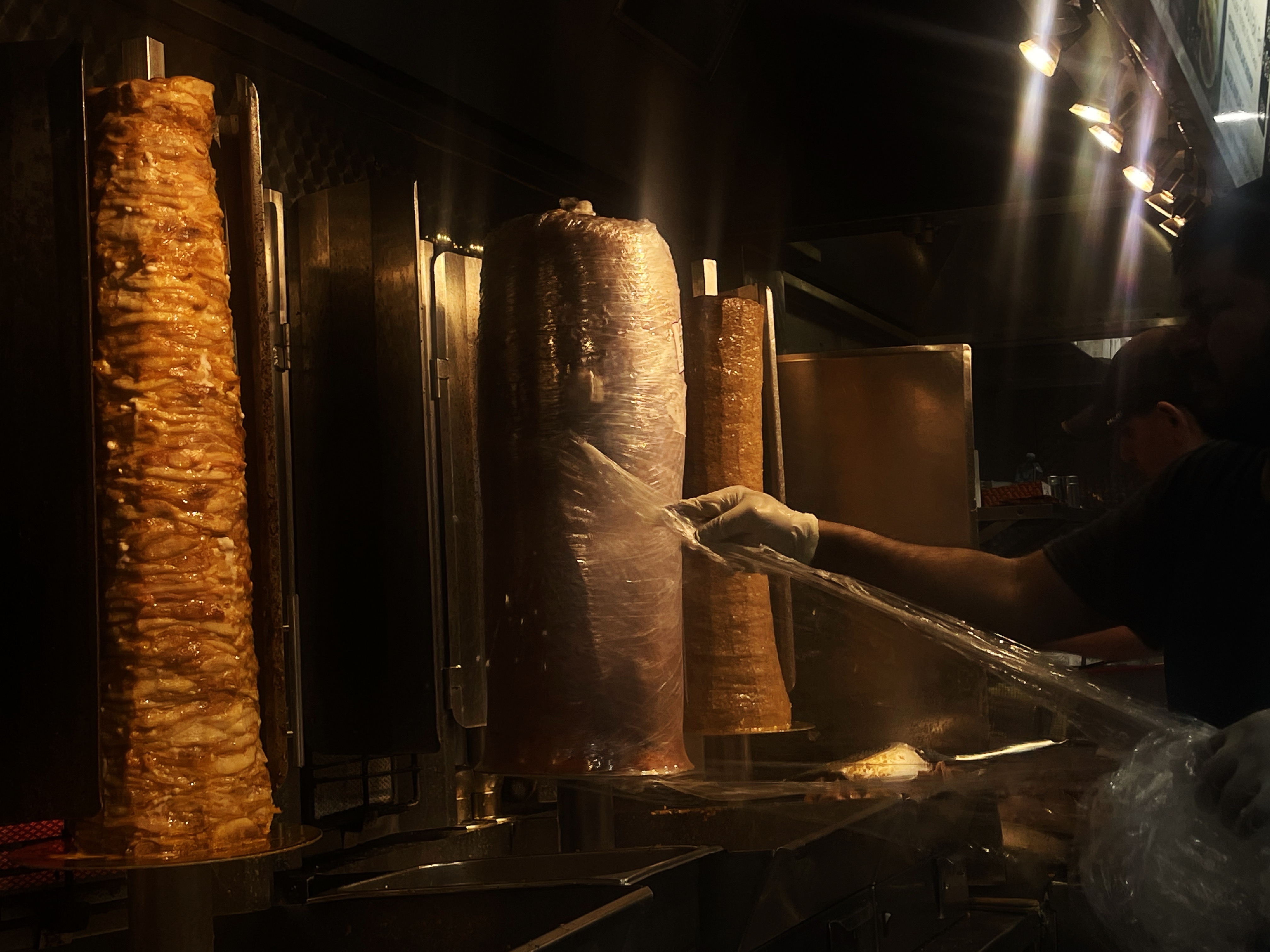Kebab meat being shaved