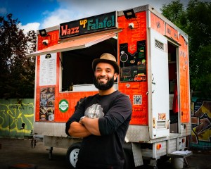 Ahmad Alalaea at his food truck, Wazzup Falafel, in Preston. The best falafel in Melbourne. Photo by Jordan Coles