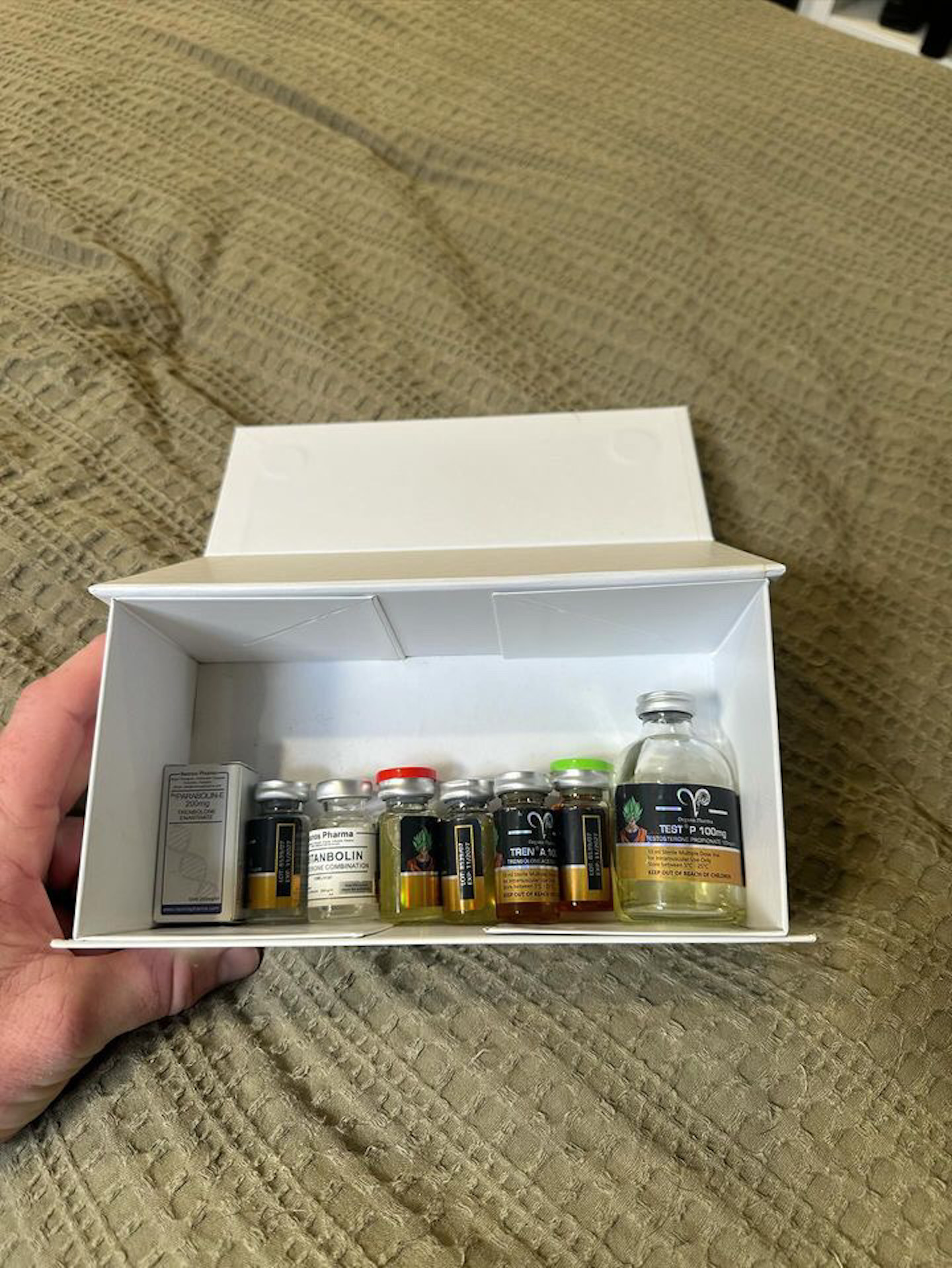 A box of steroids and other drugs