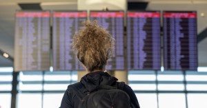 woman at airport board