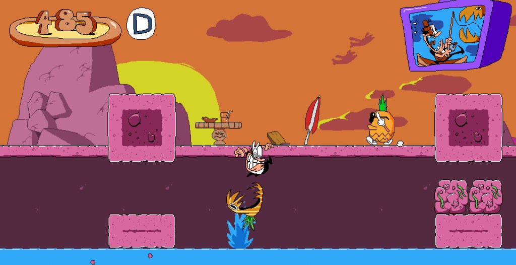 Peppino Spaghetti navigating a level in Pizza Tower