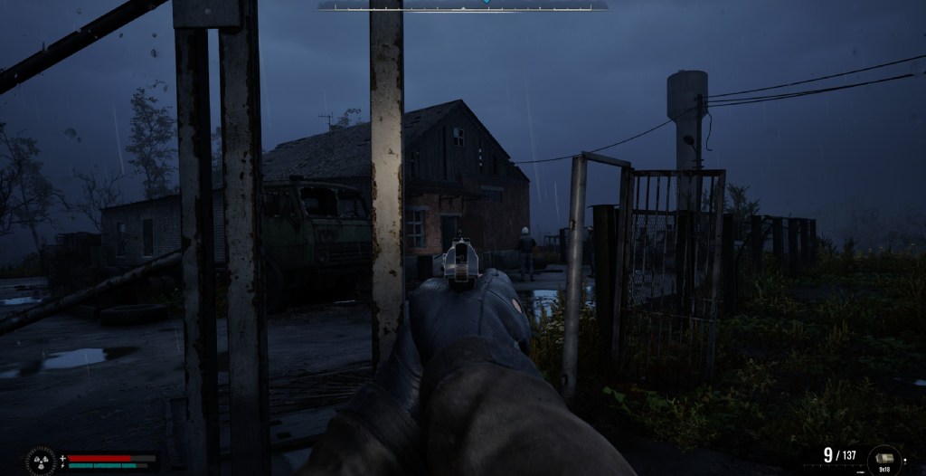 Hiding behind a pole
