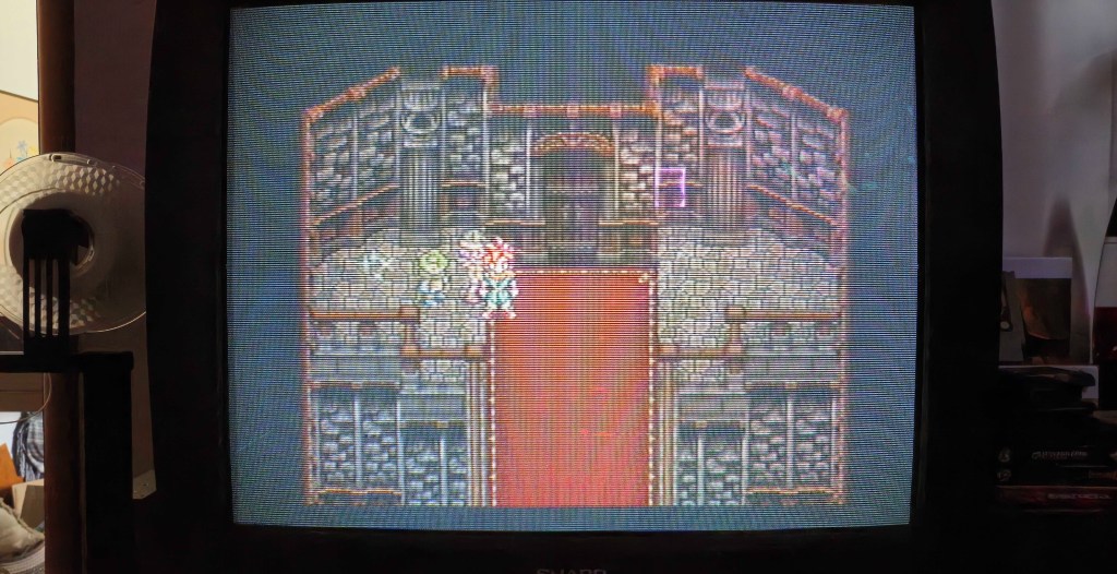 Chrono Trigger being played on a Sharp CRT TV