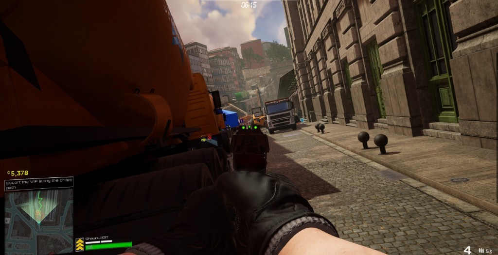 Peaking around a corner in 'Alpha Response', a game created by the co-creator of the original Counter-Strike