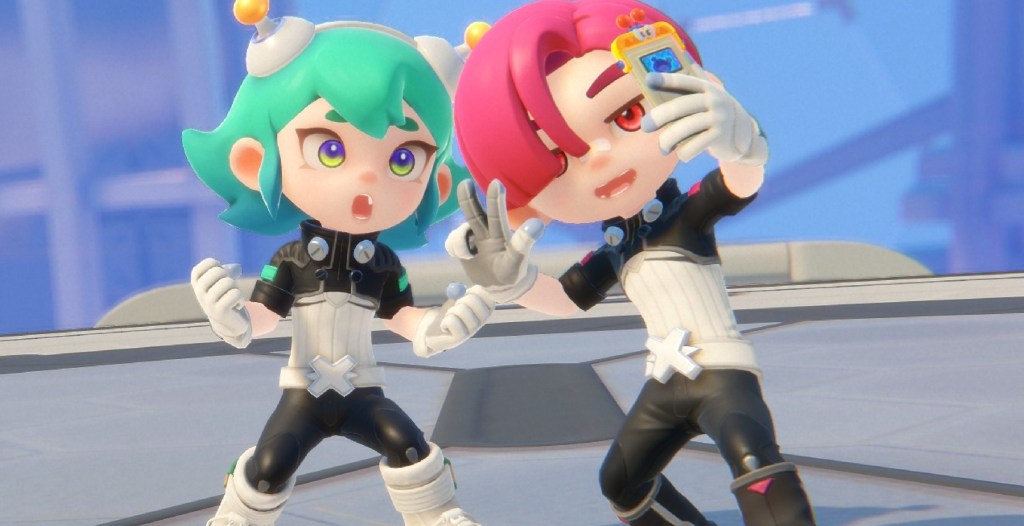 Two players celebrating a victory in POPUCOM