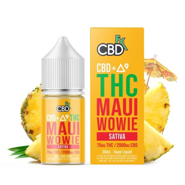 cbdfx, vape juice, sativa, maui wowie, delta-9