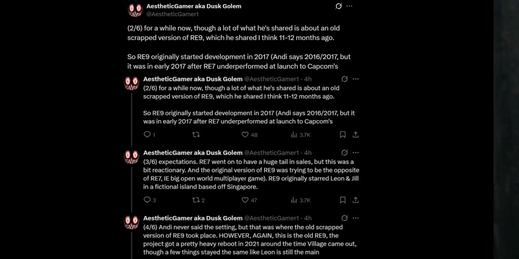 'RE9' Multiplayer Tweet by Dusk Golem