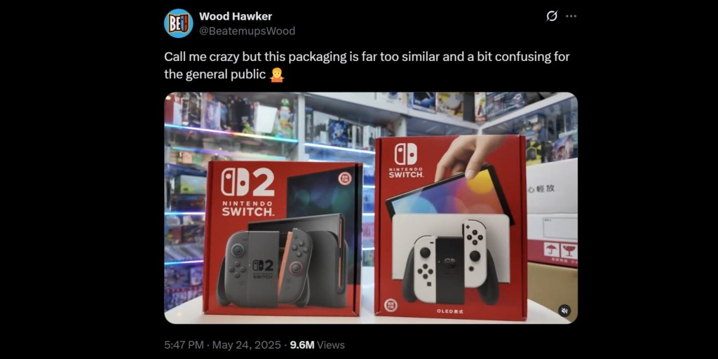 Switch vs Switch 2 Packaging Tweet