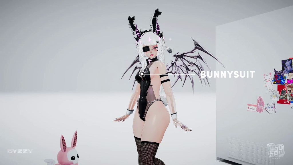 A demonstration of GodWhisper's bunny suit, as seen in the DYZZY x Godfall video vrchat
