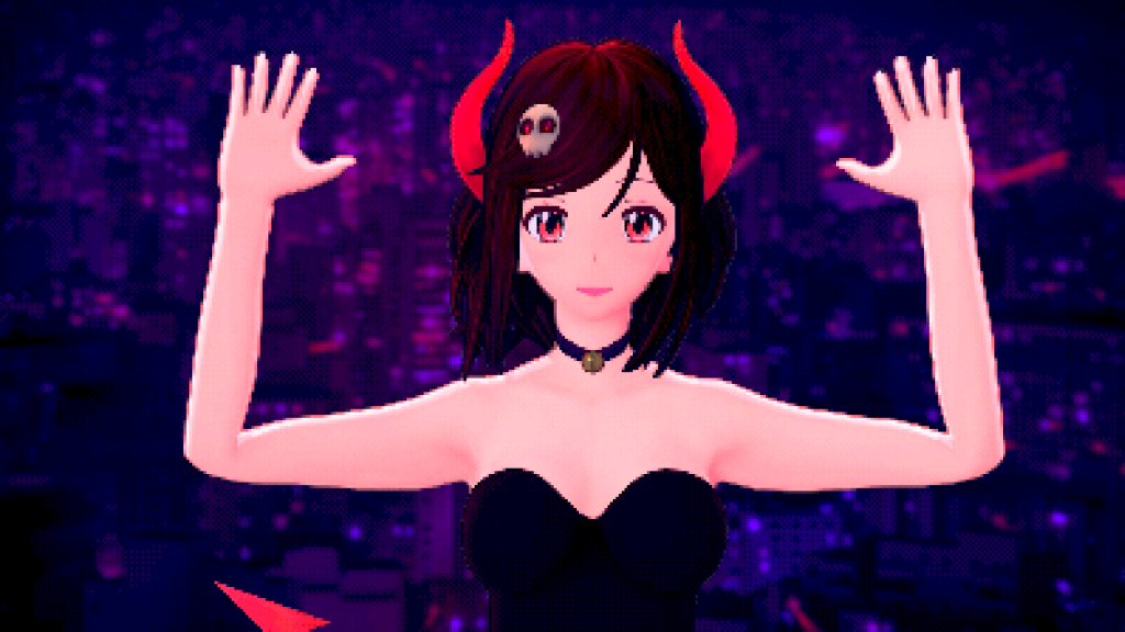 Ana Valens' VTuber, as demonstrated in Shoost with its video game effect