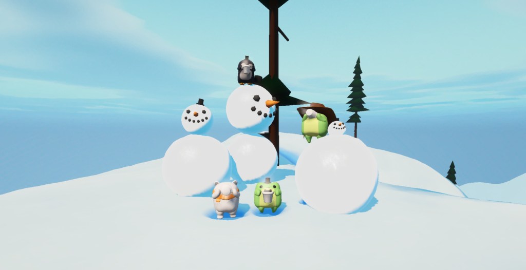 Drinking cocoa with friends in Sledding Game