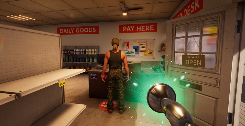 Scanning a human inside of the gas station in 'Roadside Research'
