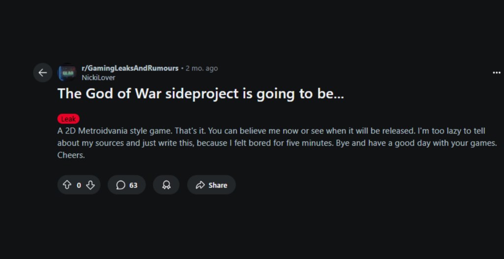 'God of War' Spinoff Leaks Months Ago